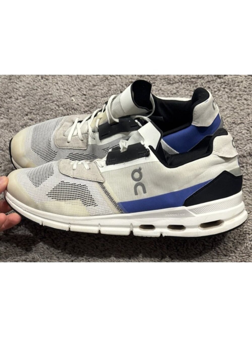 On Cloudrift Men’s Running Shoes Size 13 Undyed White Cobalt Lace Up Comfort